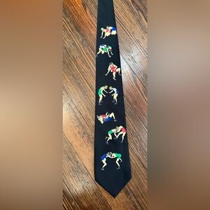 Parquet Men’s Wrestling Moves Meet Sport Black Necktie